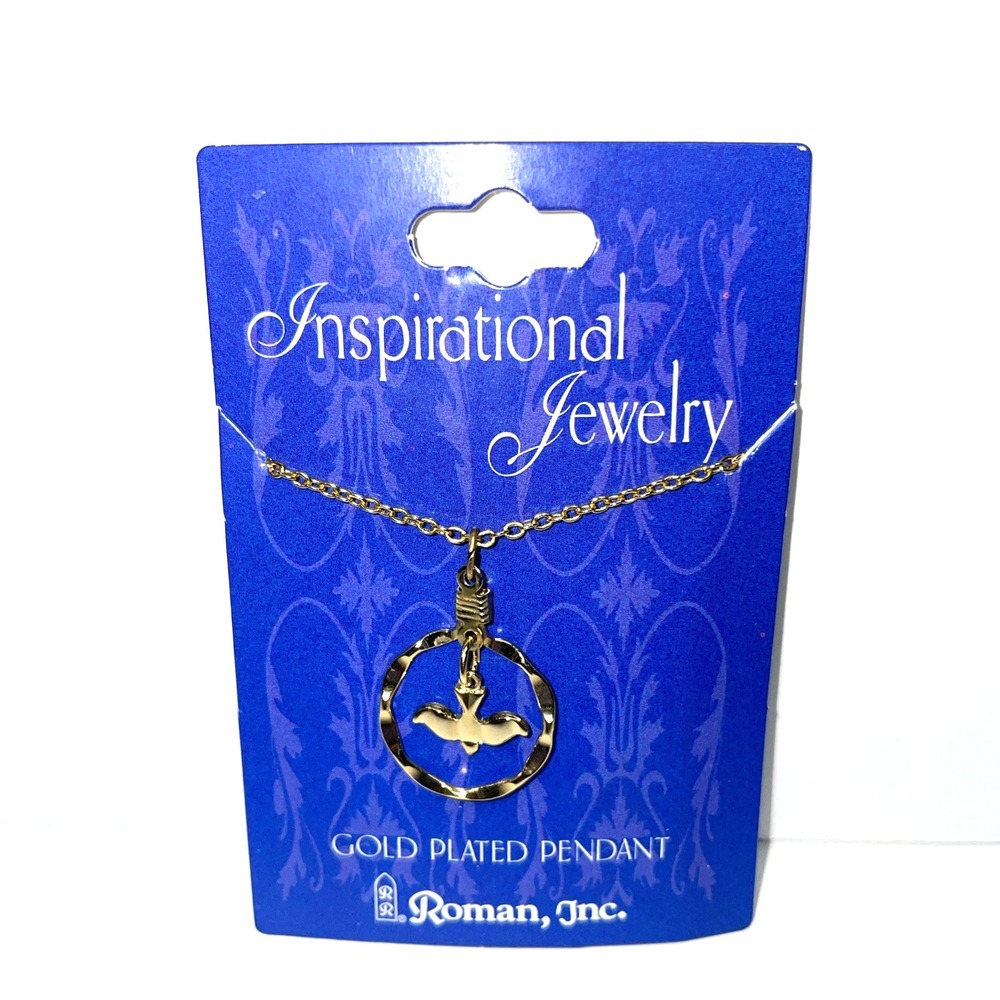 Holy Spirit Dove Medal Pendant Gold Plated Medal 18 inch Chain Christian
